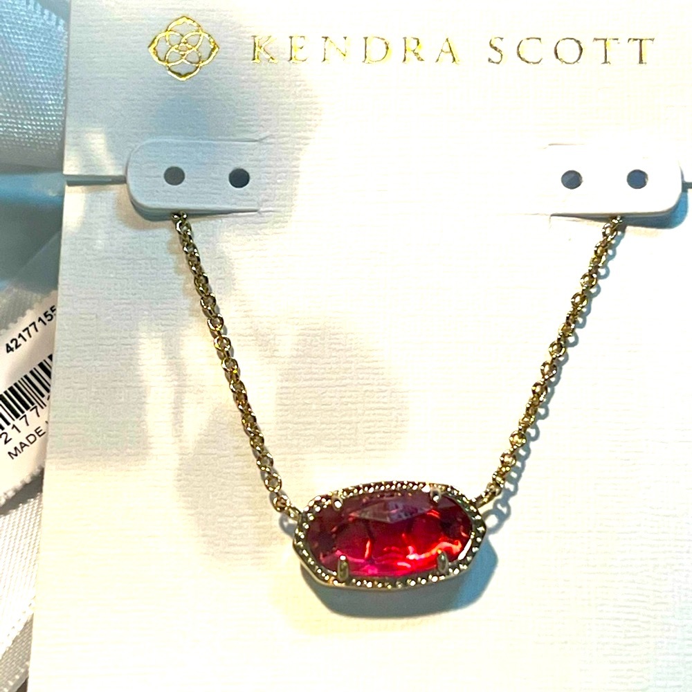 NWT Kendra Scott Elisa Necklace Berry & Yellow Gold Sold Out & GORGEOUS Perfect! - Picture 6 of 8